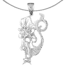 Sterling Silver Mermaid Pendant (Rhodium or Yellow Gold-plated)
