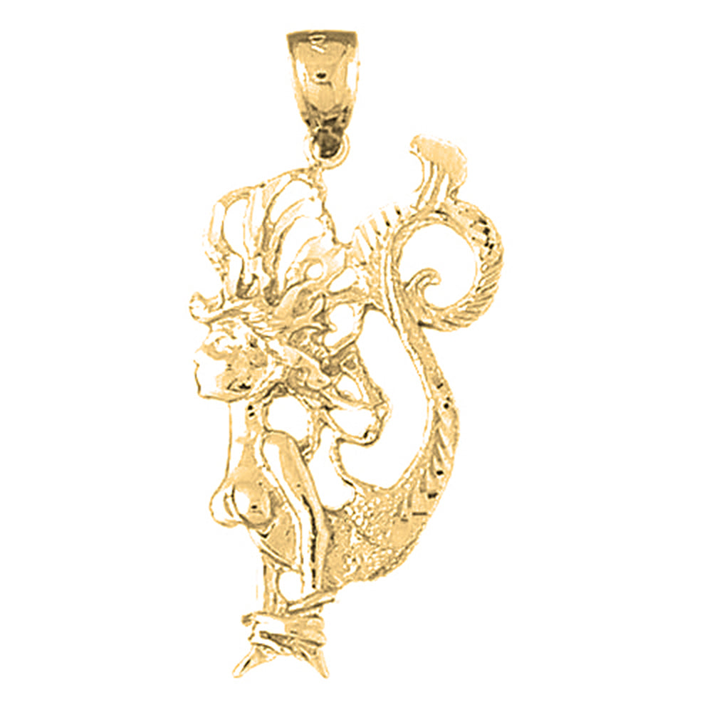 Yellow Gold-plated Silver Mermaid Pendant