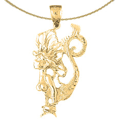 Sterling Silver Mermaid Pendant (Rhodium or Yellow Gold-plated)