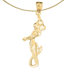 Sterling Silver Mermaid Pendant (Rhodium or Yellow Gold-plated)