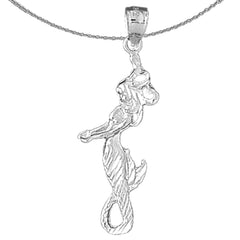 Sterling Silver Mermaid Pendant (Rhodium or Yellow Gold-plated)