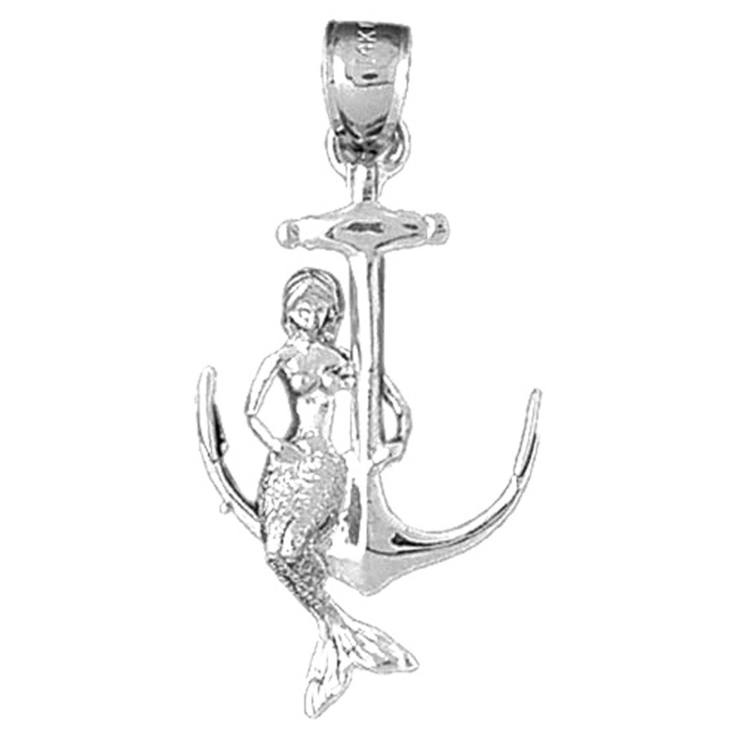 Sterling Silver Mermaid And Anchor Pendant