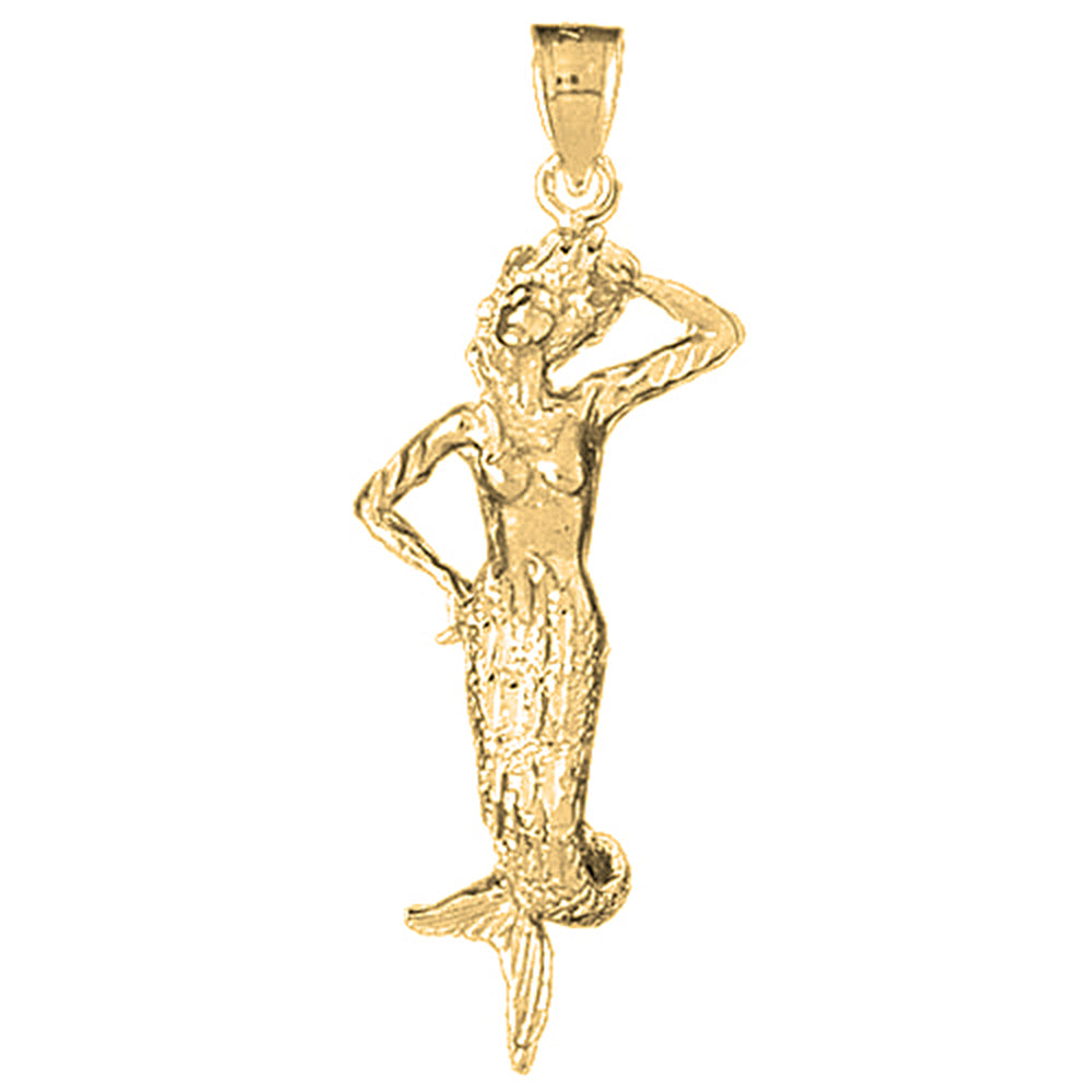 Yellow Gold-plated Silver Mermaid Pendant