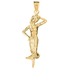 Yellow Gold-plated Silver Mermaid Pendant