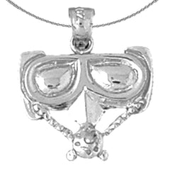Sterling Silver Scuba Mask Pendant (Rhodium or Yellow Gold-plated)