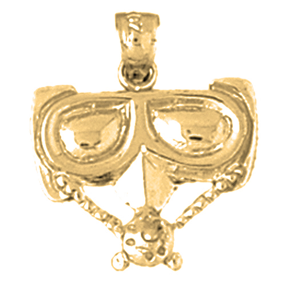 Yellow Gold-plated Silver Scuba Mask Pendant