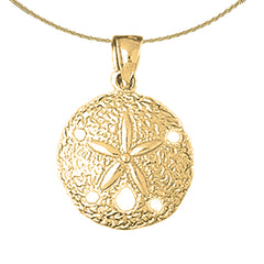 Sterling Silver Sand Dollar Pendant (Rhodium or Yellow Gold-plated)