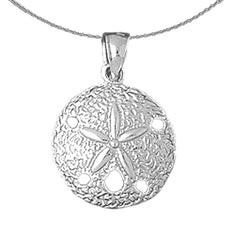 Sterling Silver Sand Dollar Pendant (Rhodium or Yellow Gold-plated)