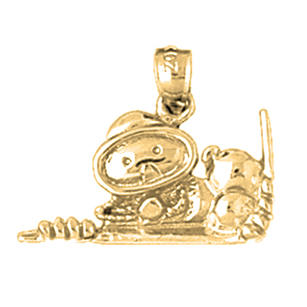 Yellow Gold-plated Silver Scuba Diver Pendant