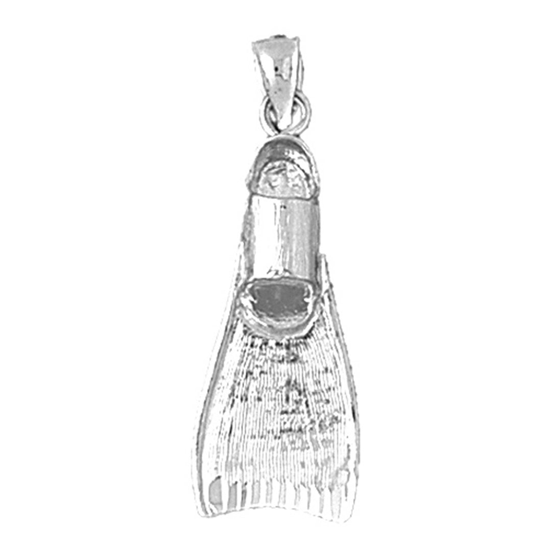 Sterling Silver 3D Scuba Finn Pendant