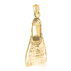 Yellow Gold-plated Silver 3D Scuba Finn Pendant