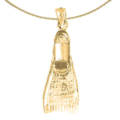 3D-Scuba-Finn-Anhänger aus Sterlingsilber (rhodiniert oder gelbvergoldet)