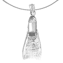 3D-Scuba-Finn-Anhänger aus Sterlingsilber (rhodiniert oder gelbvergoldet)