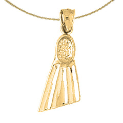 Sterling Silver Scuba Finn Pendant (Rhodium or Yellow Gold-plated)