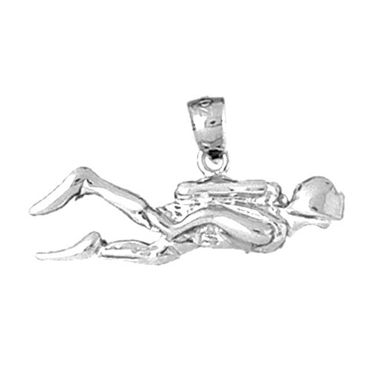 Sterling Silver Scuba Diver Pendant
