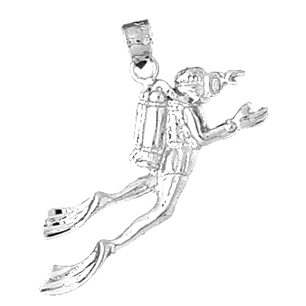 Sterling Silver Scuba Diver Pendant