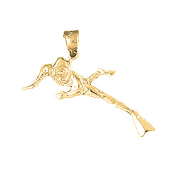 Yellow Gold-plated Silver Scuba Diver Pendant
