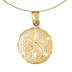 Sterling Silver Sand Dollar Pendant (Rhodium or Yellow Gold-plated)