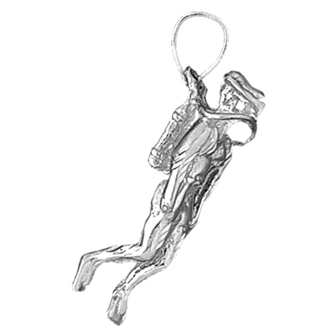 Sterling Silver 3D Scuba Diver Pendant