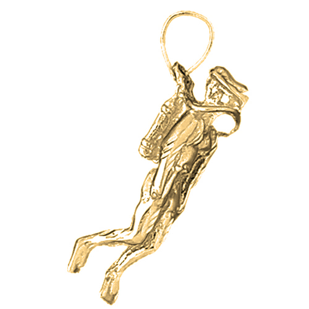 Yellow Gold-plated Silver 3D Scuba Diver Pendant