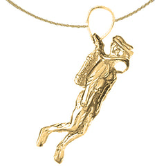 3D-Anhänger „Scuba Diver“ aus Sterlingsilber (rhodiniert oder gelbvergoldet)