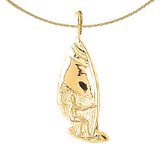 Sterling Silver Wind Surfing Pendant (Rhodium or Yellow Gold-plated)