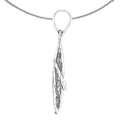 Colgante de canoa 3D de plata de ley (bañado en rodio o oro amarillo)