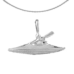 Sterling Silver Kayak Pendant (Rhodium or Yellow Gold-plated)