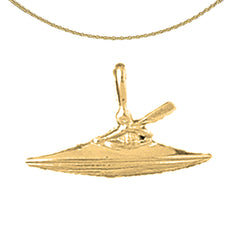 Sterling Silver Kayak Pendant (Rhodium or Yellow Gold-plated)
