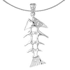 3D-Fischgrätenanhänger aus Sterlingsilber (rhodiniert oder gelbvergoldet)