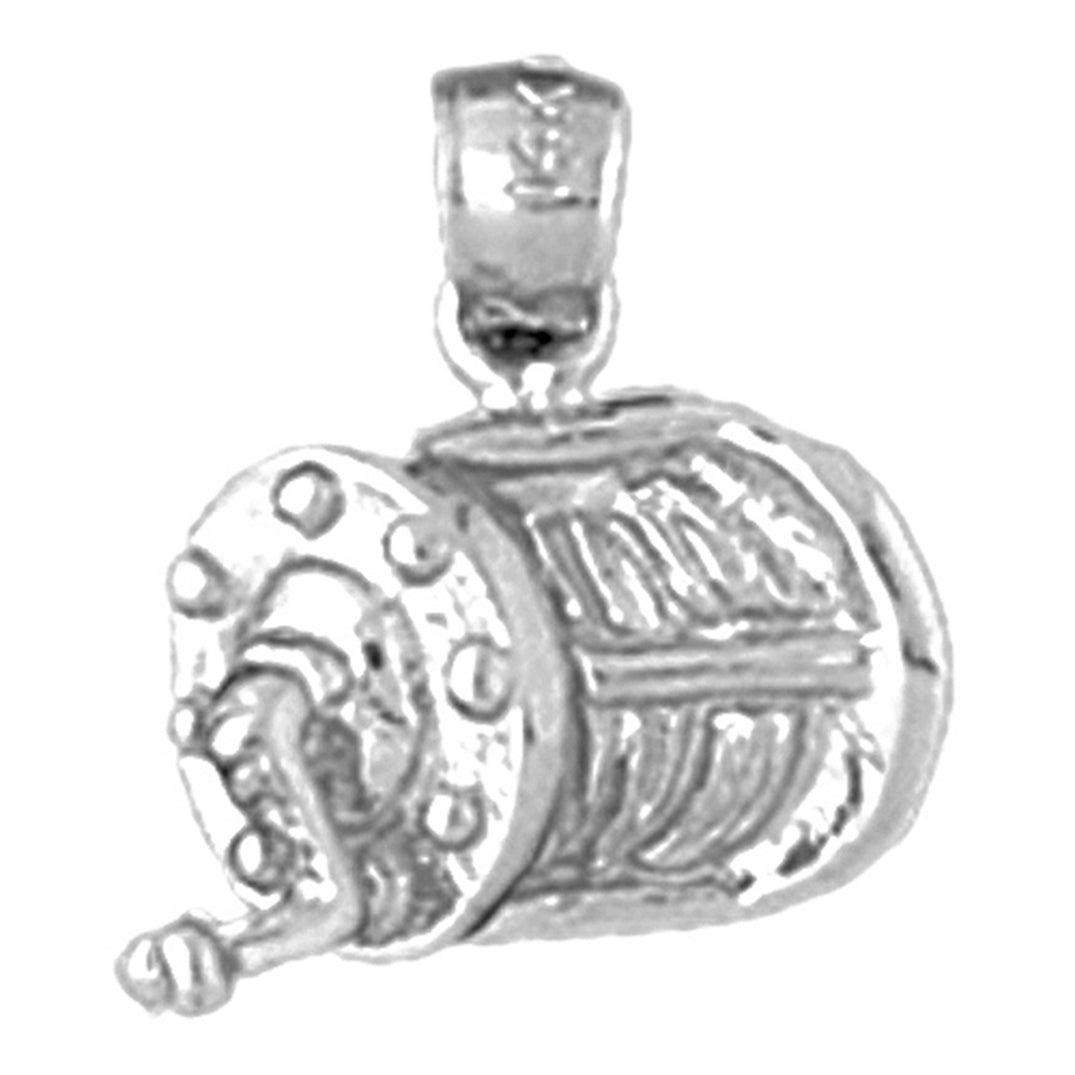 Sterling Silver Fishing Reel Pendant (Rhodium or Yellow Gold-plated) –  Jewels Obsession