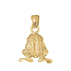 Yellow Gold-plated Silver 3D Frog Pendant
