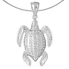 Sterling Silver Turtle Pendant (Rhodium or Yellow Gold-plated)