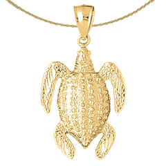 Sterling Silver Turtle Pendant (Rhodium or Yellow Gold-plated)