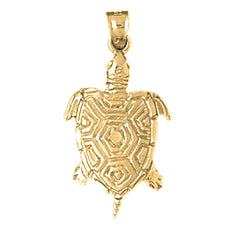 Yellow Gold-plated Silver Turtle Pendant