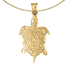 Sterling Silver Turtle Pendant (Rhodium or Yellow Gold-plated)