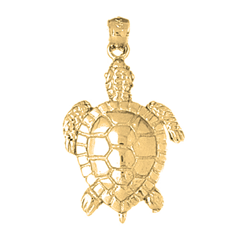 Yellow Gold-plated Silver Turtle Pendant