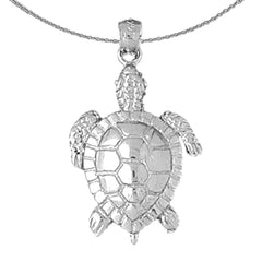 Colgante de tortuga de plata de ley (bañado en rodio o oro amarillo)