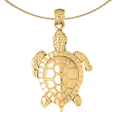 Colgante de tortuga de plata de ley (bañado en rodio o oro amarillo)