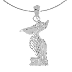 Colgante de pelícano de plata de ley (bañado en rodio o oro amarillo)