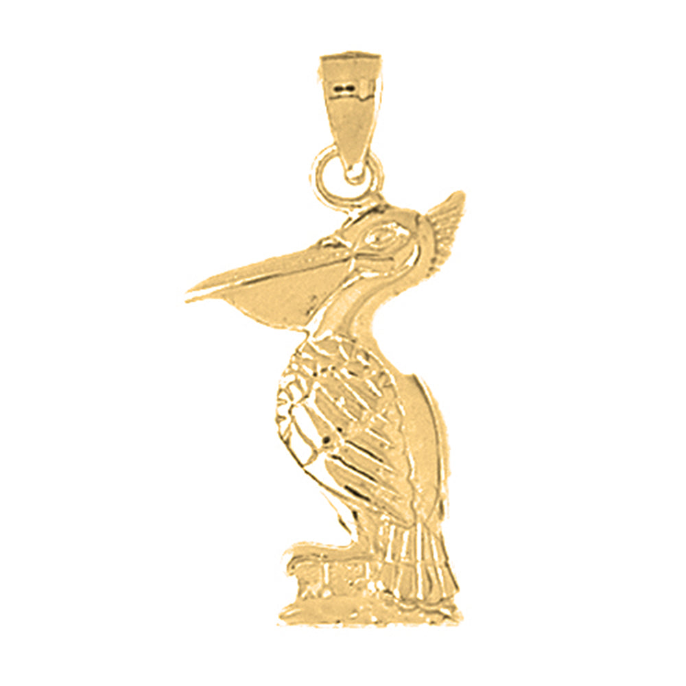 Yellow Gold-plated Silver Pelican Pendant