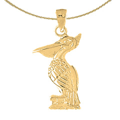 Colgante de pelícano de plata de ley (bañado en rodio o oro amarillo)