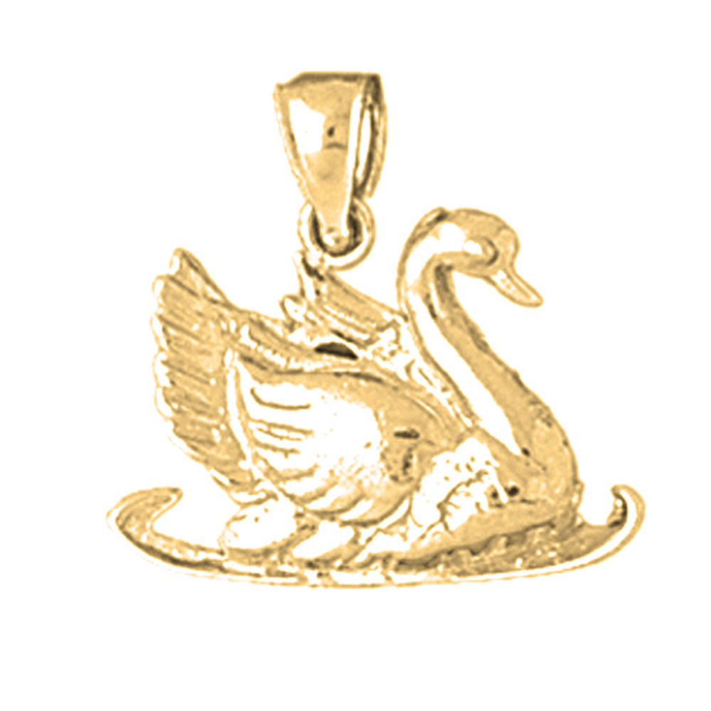 Yellow Gold-plated Silver Swan Pendant