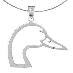 Colgante de cabeza de pato de plata de ley (bañado en rodio o oro amarillo)