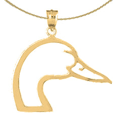 Colgante de cabeza de pato de plata de ley (bañado en rodio o oro amarillo)