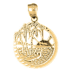 Yellow Gold-plated Silver Beach Scene Pendant