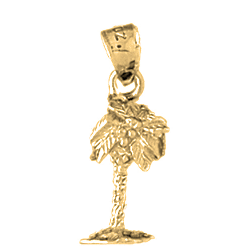 Yellow Gold-plated Silver Palm Tree Pendant