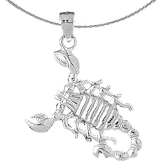 Sterling Silver Scorpion Pendant (Rhodium or Yellow Gold-plated)