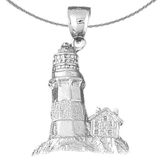 Leuchtturm-Anhänger aus Sterlingsilber (rhodiniert oder gelbvergoldet)