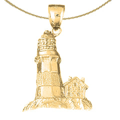 Leuchtturm-Anhänger aus Sterlingsilber (rhodiniert oder gelbvergoldet)